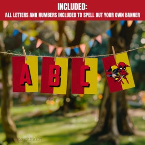 Deadpool & Wolverine Bunting Flag Banner, Deadpool Party Banner, Happy Birthday Banner Bunting Flags 021