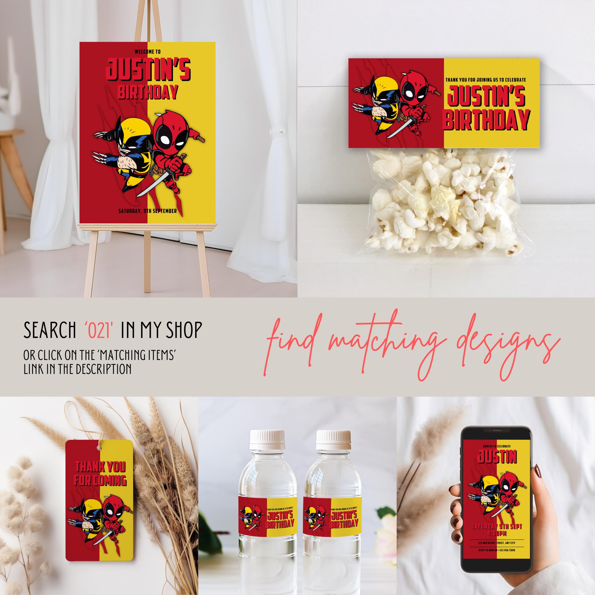 Deadpool & Wolverine Cupcake Topper, Printable Cupcake Topper, Editable