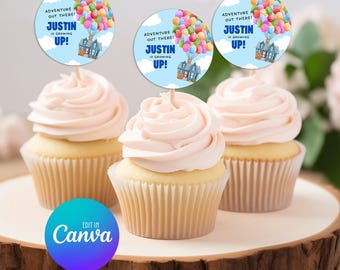 UP Cupcake Topper, Printable Cupcake Topper, Editable Template, UP Party, UP Birthday 023