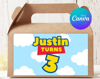 Toy Story Gable Box Label Editable, Toy Story Favour Box Sticker Template, Printable Gable Box Label 026