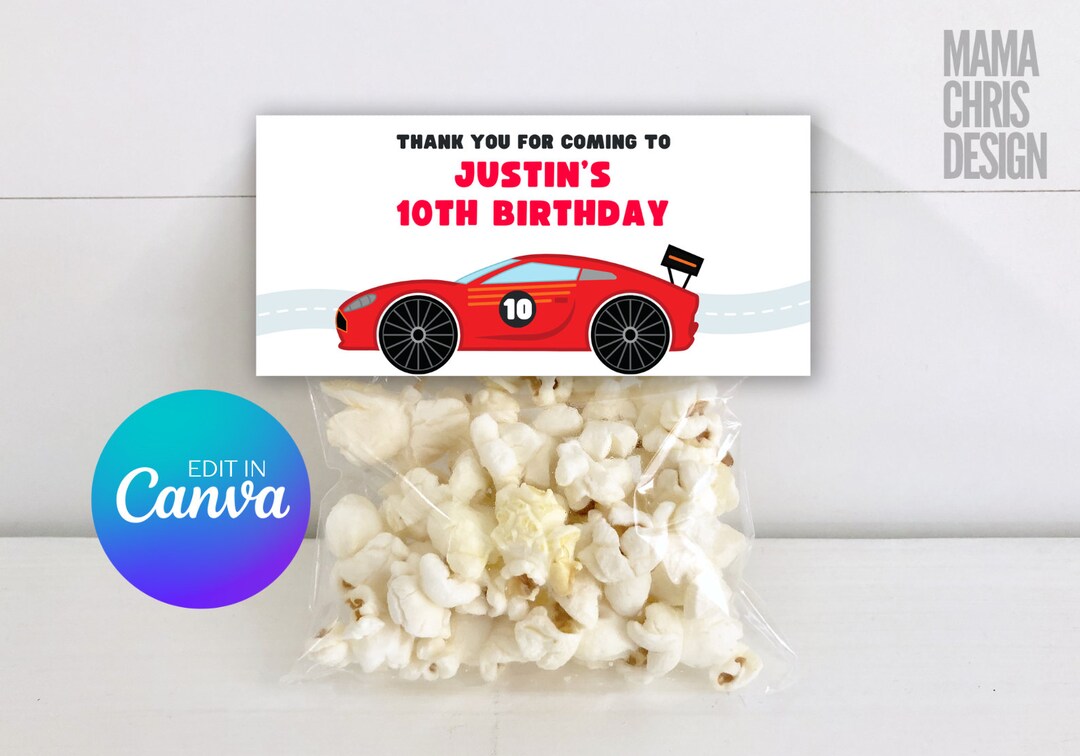 Race Car Treat Bag Toppers Printable Bag Toppers Editable Template ...