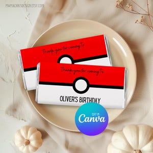 Pokemon Chocolate Bar Wrapper, Editable Party Favour, Personalised Chocolate Bar Wrapper, Chocolate Bars 006