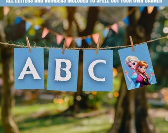 Frozen Bunting Flag Banner, Frozen Party Banner, Happy Birthday Banner Bunting Flags 033