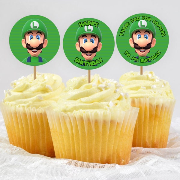 Luigi Cupcake Toppers | Printable Cupcake Topper | Instant Download | DIY Party Decor 016