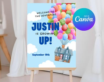 UP Welcome Sign Template, Editable UP Birthday Easel Sign, Printable Decor Poster 023