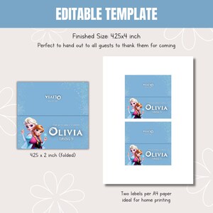 Plantilla de adorno para bolsa de golosinas de Frozen, diseño editable para bolsa de golosinas de cumpleaños, etiqueta imprimible para bolsa de golosinas de cumpleaños 033 imagen 2