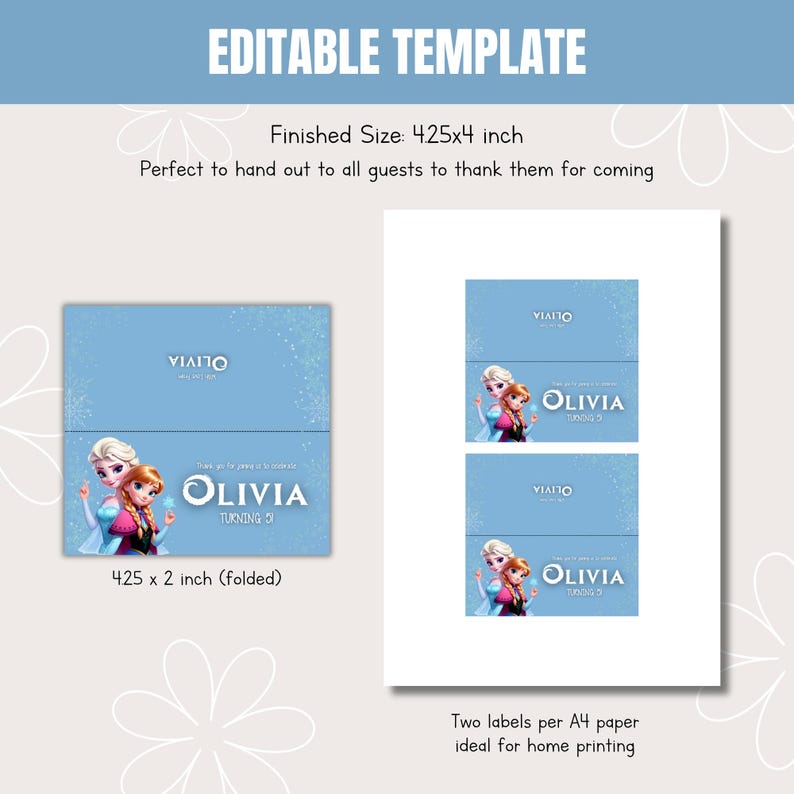 Plantilla de adorno para bolsa de golosinas de Frozen, diseño editable para bolsa de golosinas de cumpleaños, etiqueta imprimible para bolsa de golosinas de cumpleaños 033 imagen 2