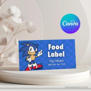 Etykieta z jedzeniem Sonic, kartki z jedzeniem na przyjęcie urodzinowe, etykieta z jedzeniem na namiot Sonic 020