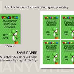 Yoshi Birthday Invitation Printable Invitation Thank You Card Editable ...