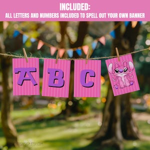 Lilo and Stitch Angel Bunting Flag Banner, Lilo and Stitch Party Banner, Happy Birthday Banner Bunting Flags 040