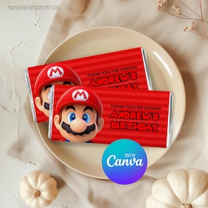Mario Chocolate Bar Wrapper, Editable Party Favour, Personalised Chocolate Bar Wrapper, Chocolate Bars 015