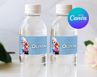 Frozen Water Bottle Label Template, Printable Frozen Bottle Label, Editable Bottle Label 033