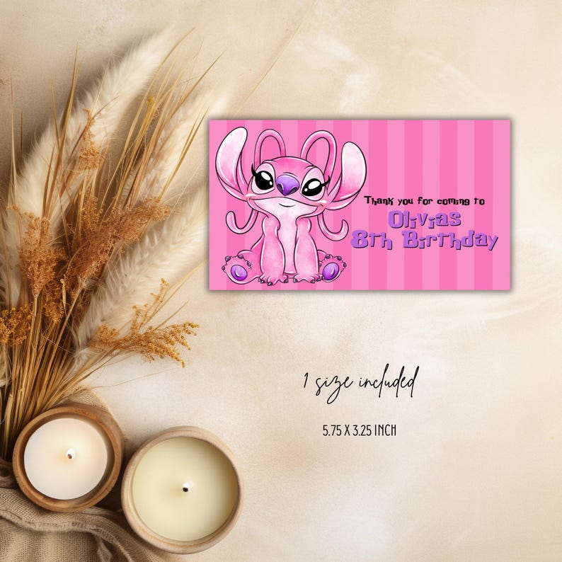 Lilo and Stitch Angel Gable Box Label Editable, Lilo and Stitch Favour