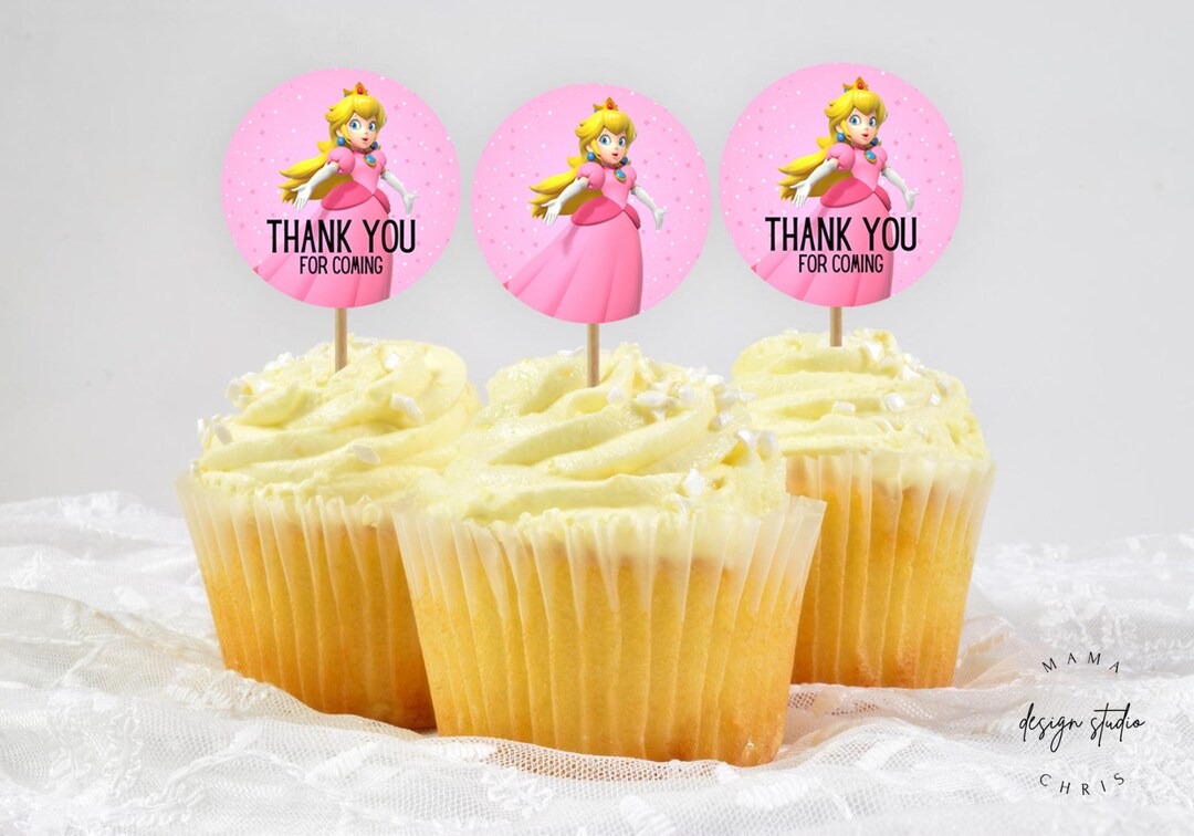 Princess Peach Cupcake Toppers Printable Cupcake Topper Instant ...