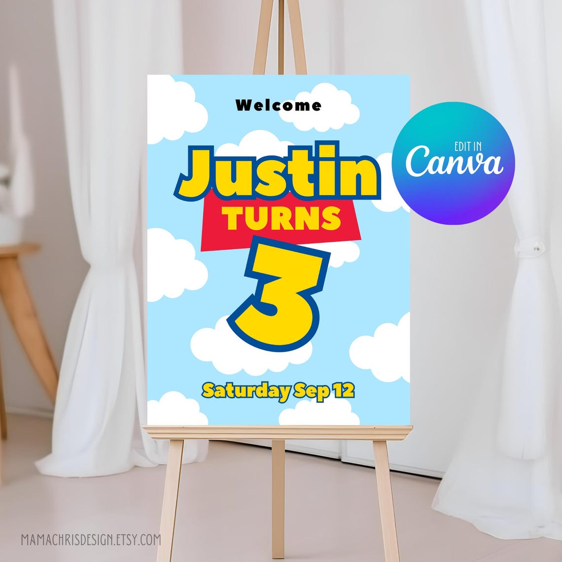 Toy Story Welcome Sign Template, Editable Sonic Birthday Easel Sign ...
