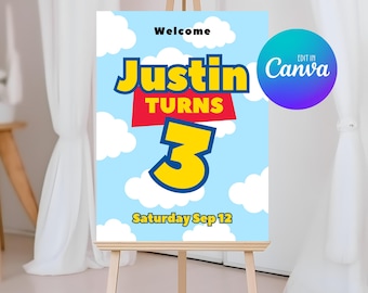Toy Story Welcome Sign Template, Editable Sonic Birthday Easel Sign, Printable Decor Poster 026