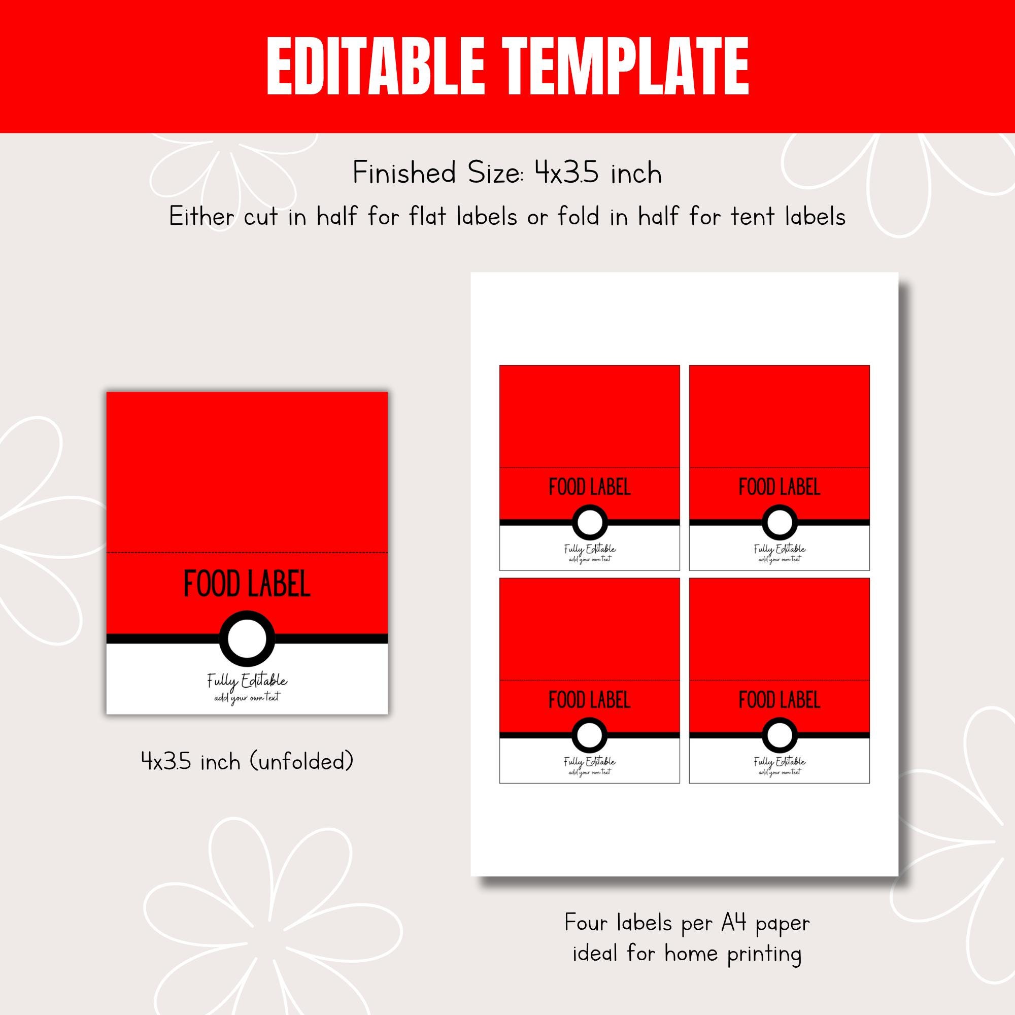 Pokemon Food Label, Birthday Party Food Tent Cards, Pokemon Food Tent Label  006 - Etsy