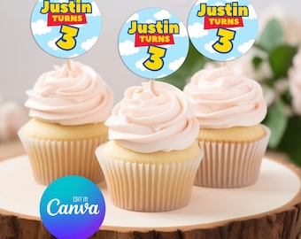 Toy Story Cupcake Topper, Printable Cupcake Topper, Editable Template, Toy Story Party, Toy Story Birthday 026