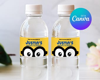 Minions Water Bottle Label Template, Printable Minions Bottle Label, Editable Bottle Label 037