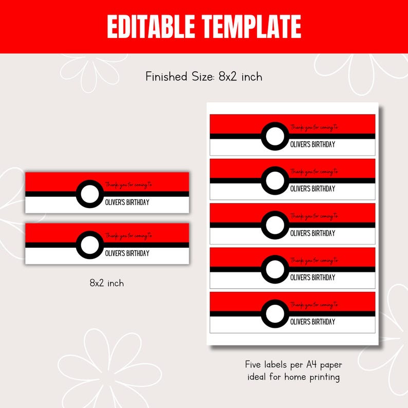 Pokemon Water Bottle Label Template, Printable Poke Ball Bottle Label ...