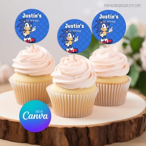 Sonic Cupcake Topper, Printable Cupcake Topper, Editable Template, Sonic Party, Sonic Birthday 020
