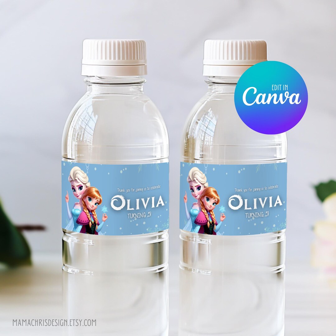 Frozen Water Bottle Label Template, Printable Frozen Bottle Label ...