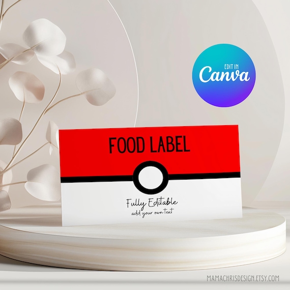 Pokemon Food Label, Birthday Party Food Tent Cards, Pokemon Food Tent Label  006 - Etsy