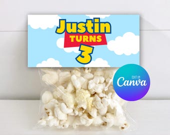 Toy Story Treat Bag Topper Template, Editable Favour Treat Bag Design for Birthday, Printable Birthday Treat Bag Label 026