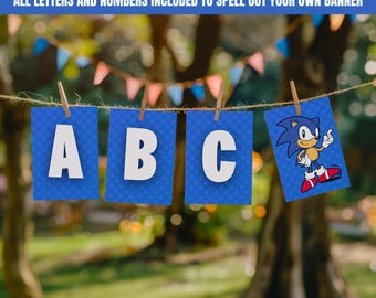 Sonic Bunting Flag Banner, Sonic Party Banner, Happy Birthday Banner Bunting Flags 020