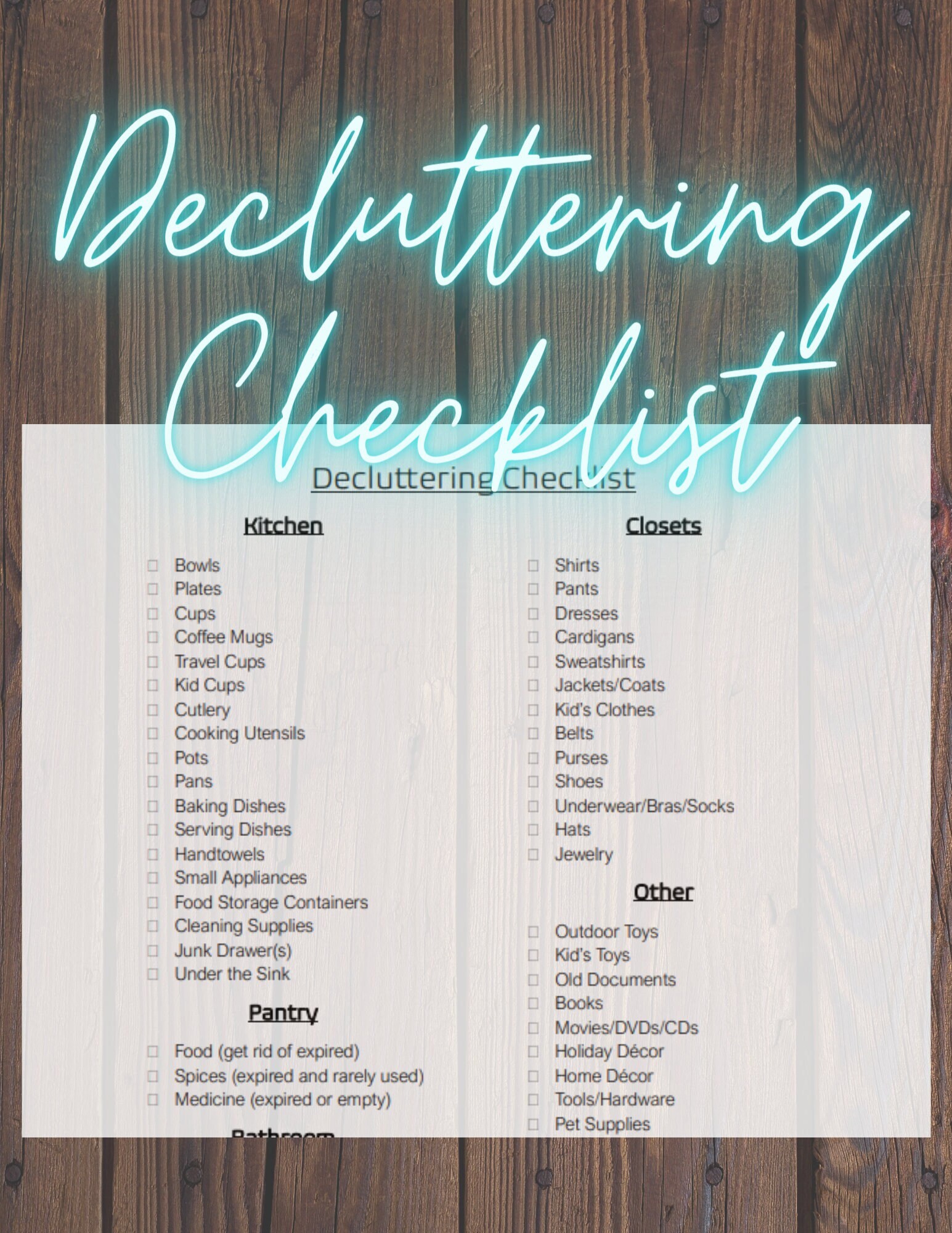 Decluttering Checklist - INSTANT PDF DOWNLOAD - Etsy Canada
