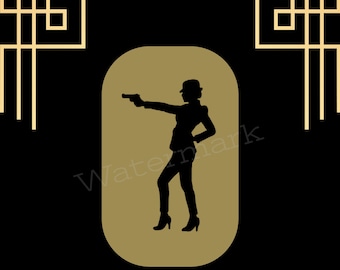 1920s Female Gangster Sign: Art Deco Party Poster (PDF)