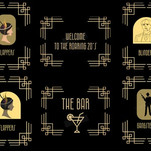 Paquete de fiesta de los años 20, Decoraciones para fiestas de los años 20, Letreros imprimibles de los años 20, Letreros para baños/baños, Peaky Blinders Gangsters Flappers PDF