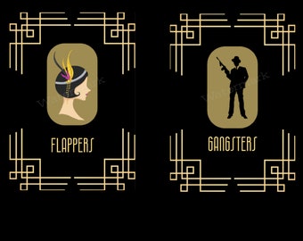1920s Flappers and Gangsters Signs, Gatsby Party Decorations, 1920s Printable Sign,  Restroom / Bathroom Sign, Art Deco Party,  Download