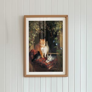 Cat with Kittens by Henriette Ronner – Vintage Cat Art Digital Download – Printable Cat Wall Art – High-Resolution Cat Decor