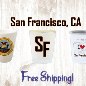 Stadt Schnapsglas, Benutzerdefiniertes Schnapsglas, Schnapsglas, Geburtstagsfeier, Sammlerstücke, Party Favors, personalisiertes Schnapsglas, San Francisco