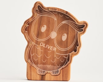 Animal Shape Piggy Bank, Owl Duck Piggy Bank, Unique Butterfly Coin Bank, Wooden Piggy Bank Kids Girl Boy, Cute First Birthday Easter Gift
