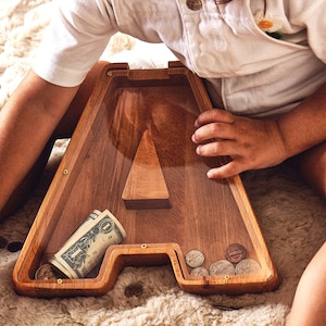 Personalized Letter Piggy Bank, Kids Girl Boy Birthday Gift, Handmade Wooden Nursery Decor, Unique Baby Shower gift, Sibling gift