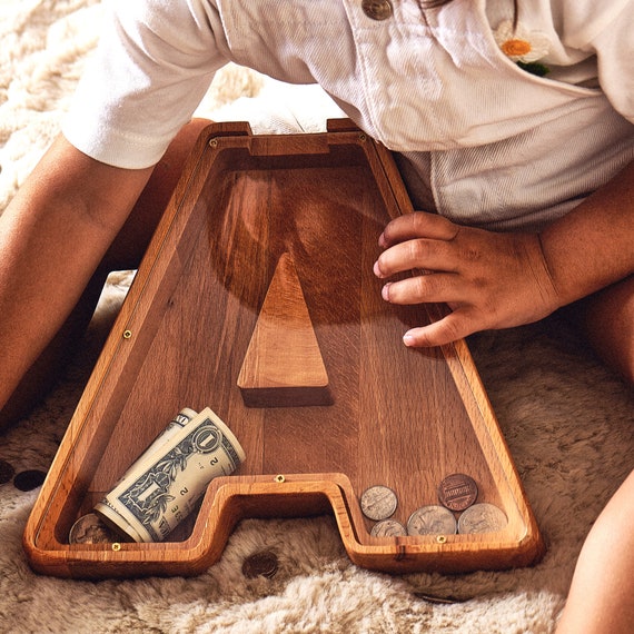 Personalized Letter Piggy Bank, Kids Girl Boy Birthday Gift, Handmade Wooden Nursery Decor, Unique Baby Shower gift, Sibling Christmas gift