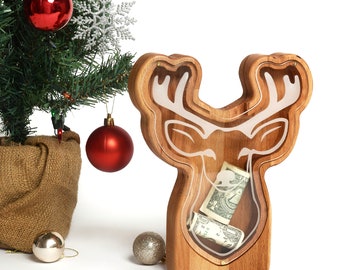 Wooden Coin Bank Nursery Decor – Personalized Beech Wood Money Bank, Montessori Toy, Custom Kids Room Decor