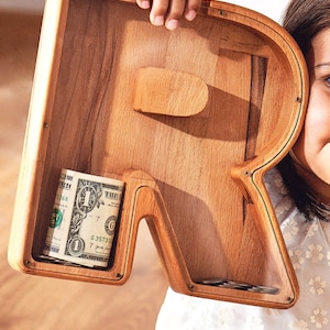 Alphabet Initial Letter Bank, Personalized Piggy Bank, Baby Shower Name & Text Coin Bank for Kids, Newborn Baby Boy Unique Christmas Gift