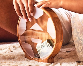 Eco Friendly Personalized Wooden Coin Bank – Handmade Sports Ball Keepsake Gift