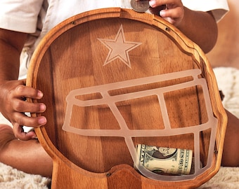 Personalized Sports Ball Wooden Piggy Bank – Kids Room & Nursery Sports Décor