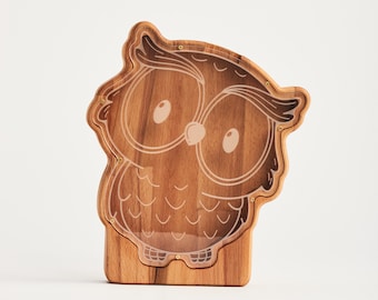 Wooden Coin Bank for Kids – Montessori Money Saving Toy, Animal Piggy Bank, Natural Beech Wood Toddler Gift