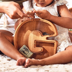Baby Shower Gift, Piggy Bank for Boys, Handmade Nursery Decor, Wooden Coin Bank, Personalized Christmas Gift for Kids, Letter Piggy Bank