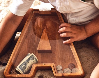 Personalized Letter Coin Bank – Wooden Alphabet Piggy Bank, Custom Initial Nursery Decor Gift