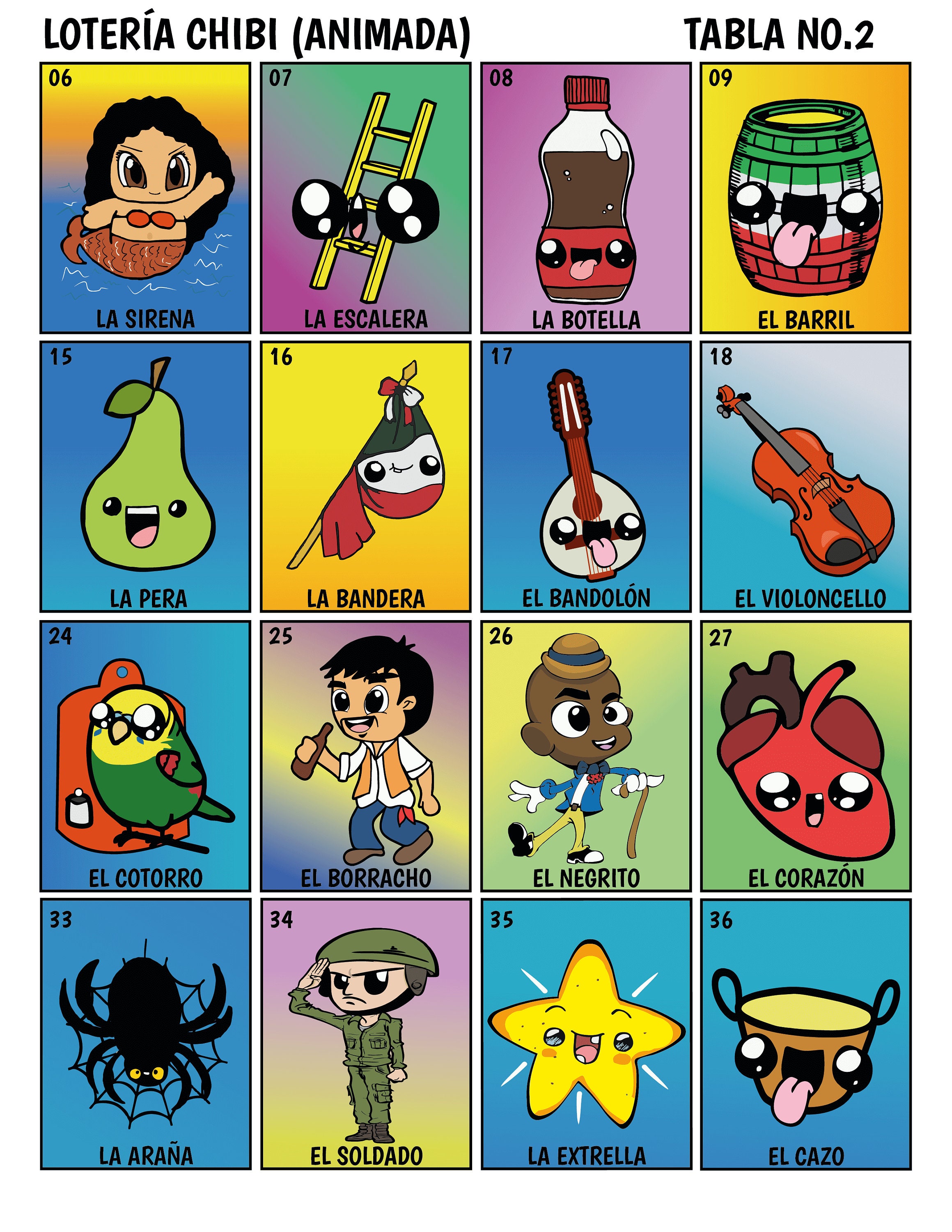 Loteria Chibi Loteria Animada Kit completa 54 designs - Etsy España Loteria Chibi Loteria Animada Kit completa 54 designs - Etsy España