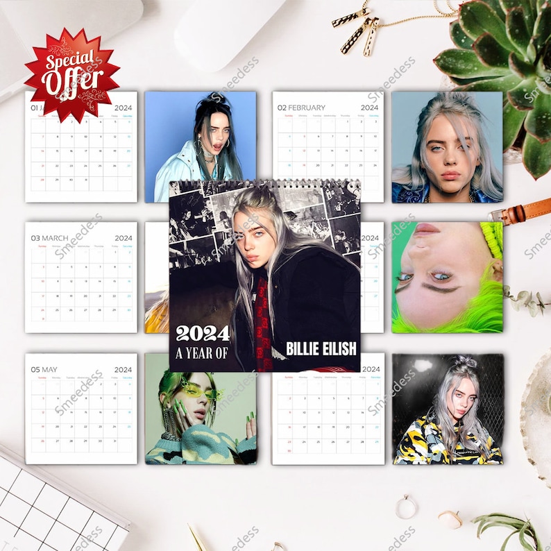 Billie 2024 Calendar Eilish 2024 Wall Calendar Celebrity Etsy Canada