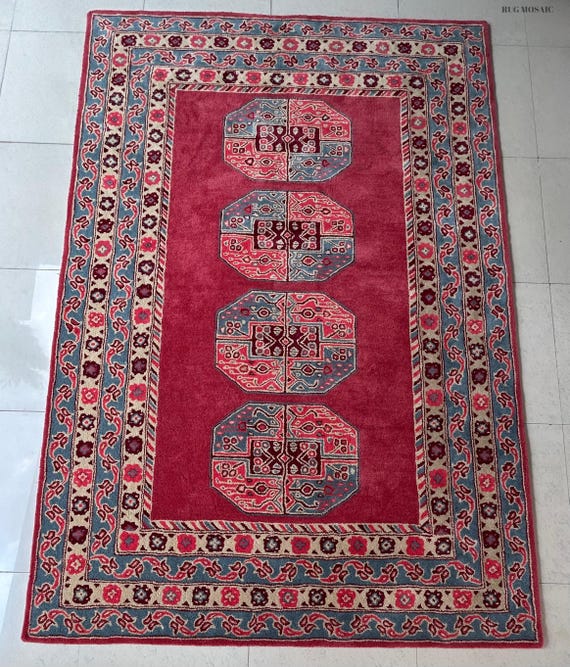 Red Persian Hand Tufted New Zealand Wool Rug 6x9, 8x10, 9x12 Traditional Area Rugs for Living room, Bedroom, Office