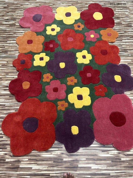 Hand tufted floral custom carpet and rugs colorful New Authentic 100% woolen irregular shape hand tufted area rug