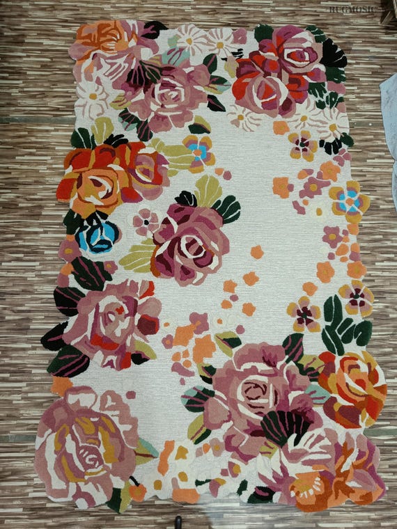 Hand Tufted Araceli Tufted Floral Rug Hand Tuft Bright Multi Colored White Off Floral Area Rugs 3x5 4x6 5x8 6x9 7x10 8x10 9x12